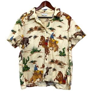 Monterey Bay Western Cowboy Hawaiian Short Sleeve Shirt Size XL